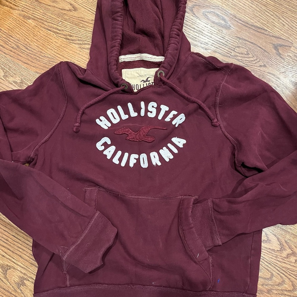Y2K Hollister California pull over hoodie maroon size XL EUC